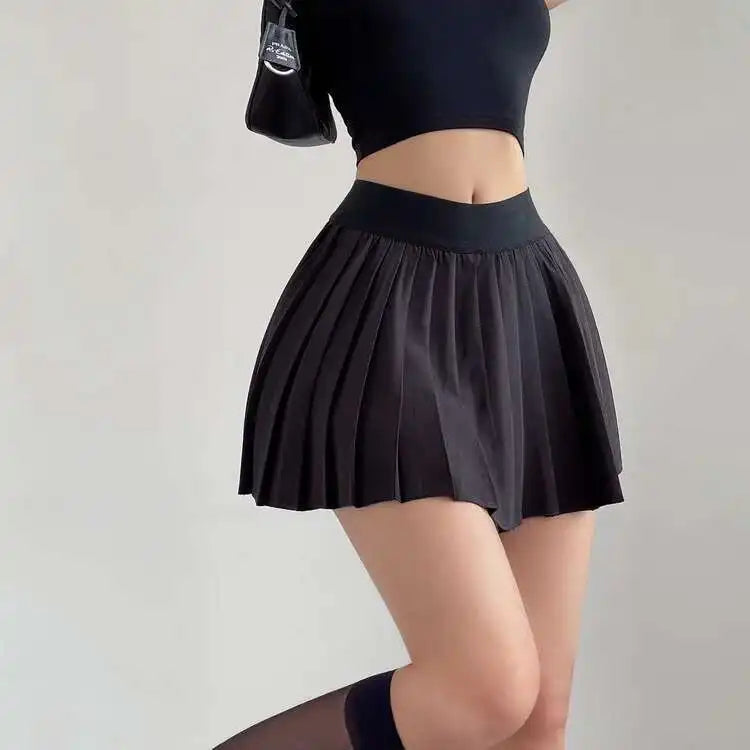 High-Waisted Pleated Mini Skirt