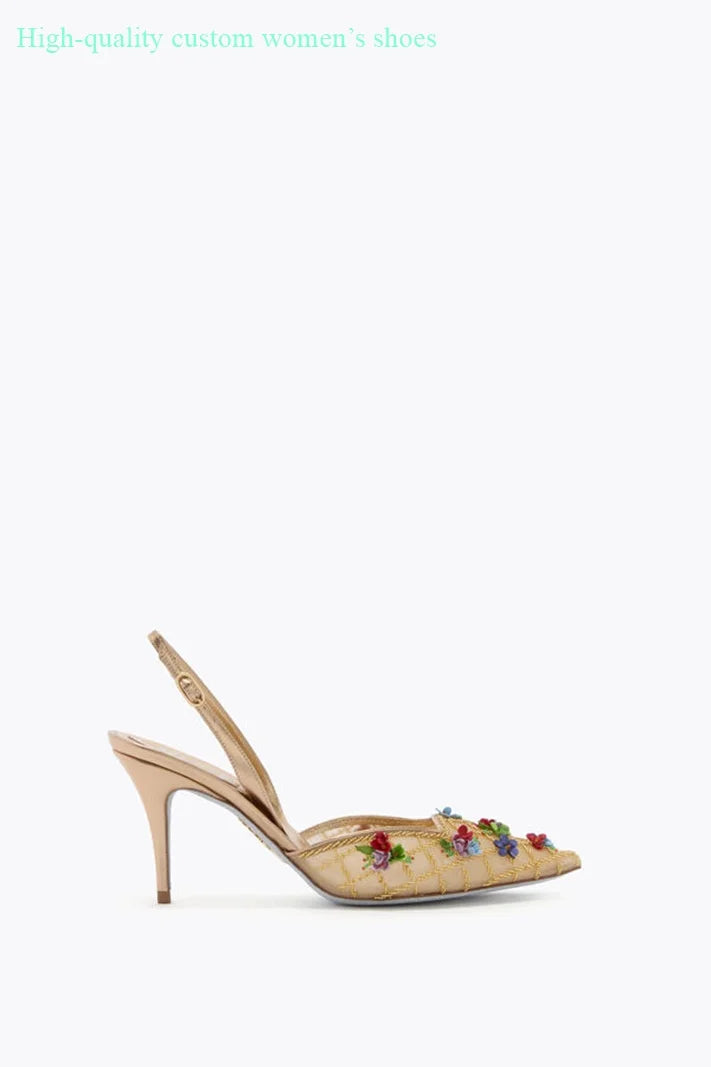 Floral Rhinestone Embellished Wedding Shoes for Women