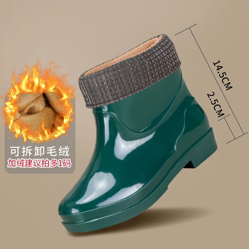 Bright Green Knee High Rain Boots With Antislip Sole for Women