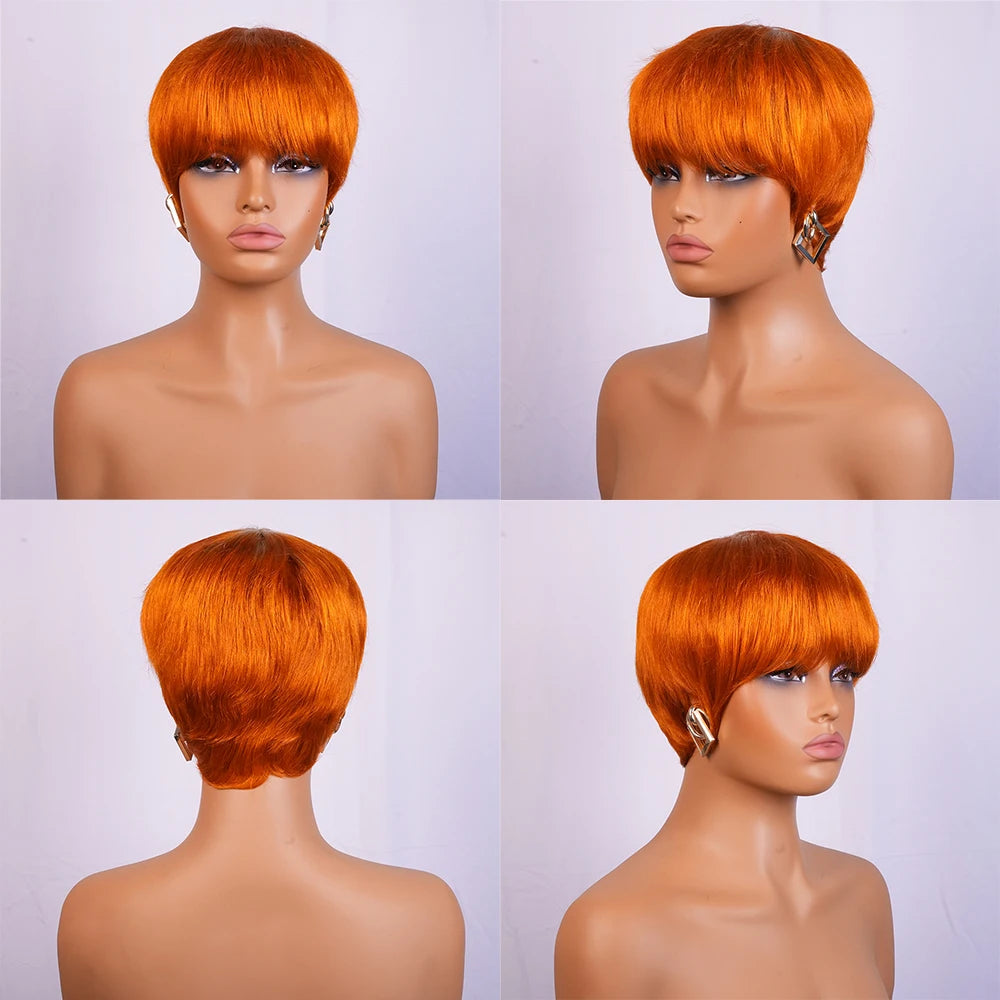 Realistic Short Straight Pixie Cut Human Hair Wig For Women