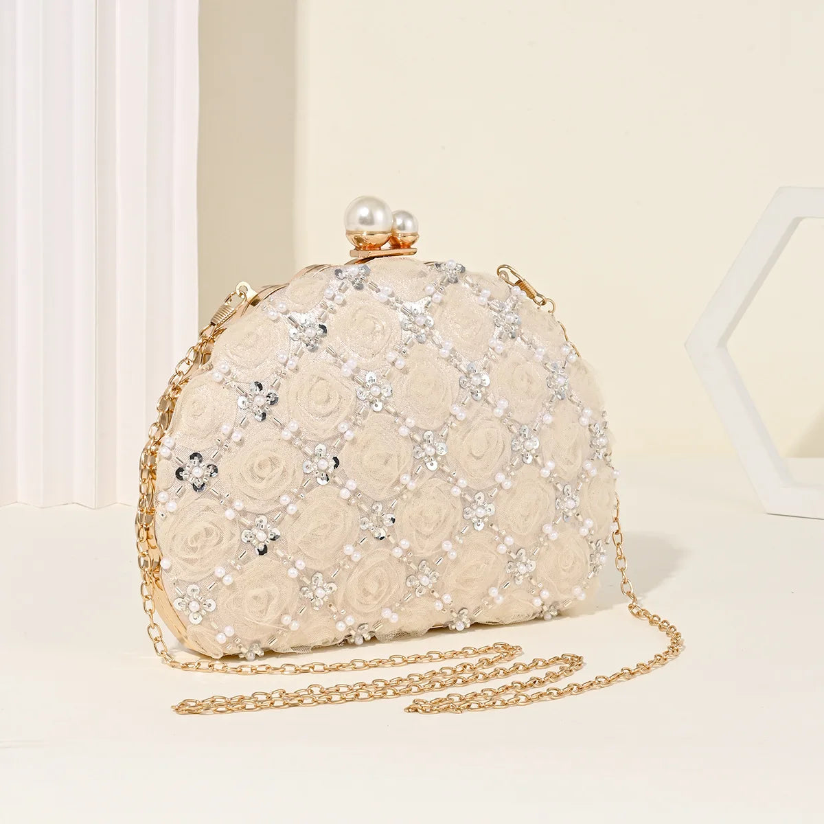 Floral Rose Hard Shell Evening Clutch Bag for Women