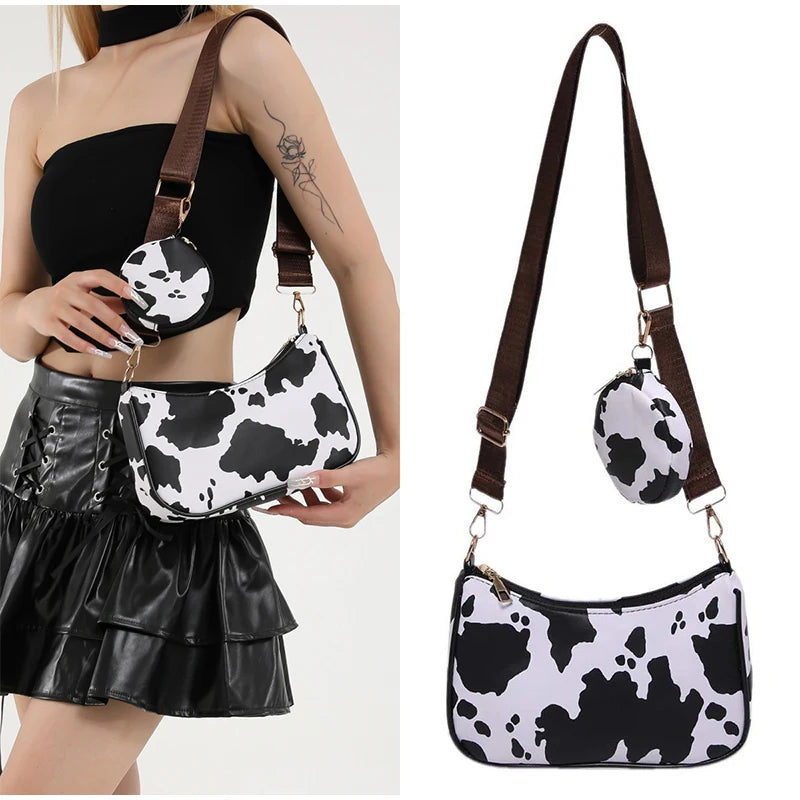New Leopard Print Bag Fashion Cow Pattern Drawstring Bucket Bag Texture Brand Design Crossbody Bag Lady Versatile Storage Bag