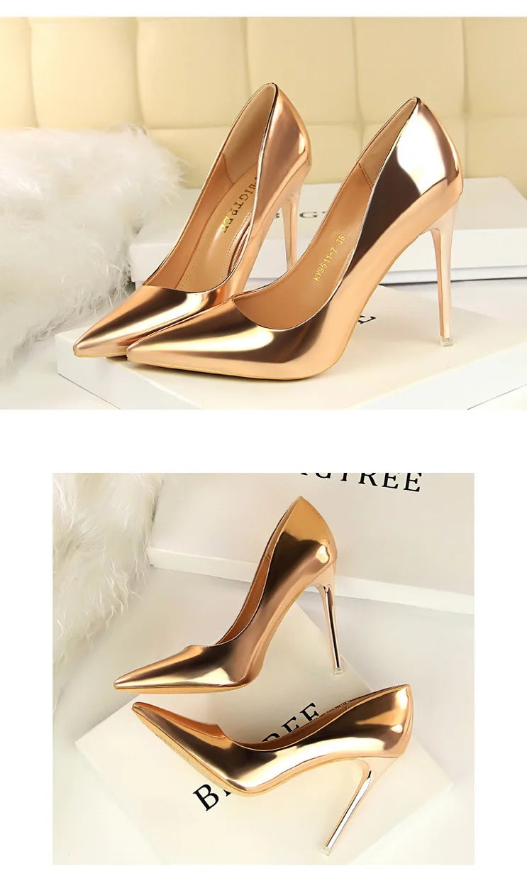 Classic Patent Leather Stiletto High Heel Pumps for Women