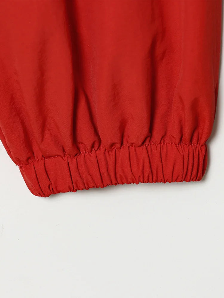 Hooded Zippered Stand Collar Lace-Up Jacket for Women