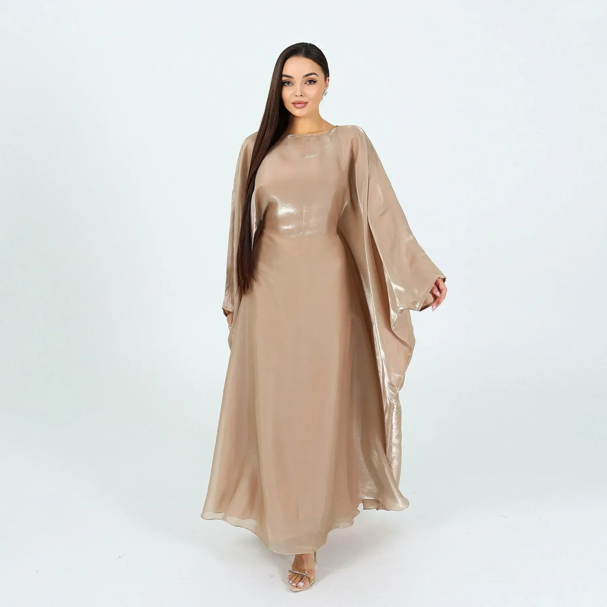 Shiny Loose Ankle-Length Kaftan Maxi Dress for Women