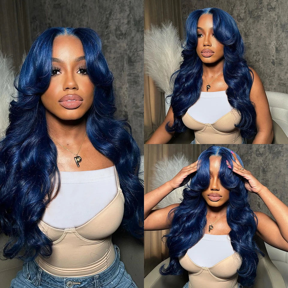 Midnight Blue Brazilian Body Wave Human Hair Wig for Women