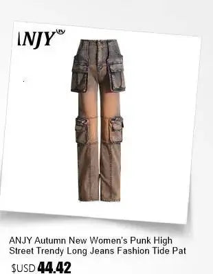 ANJY Summer New Women's High Street Fashion Unique Design Denim Patchwork Contrast Color Button Vest Casual Wide Leg Pants A7944