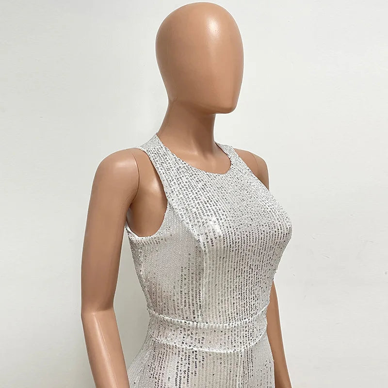 Elegant Shimmering Sequin Club Party Jumpsuit for Women