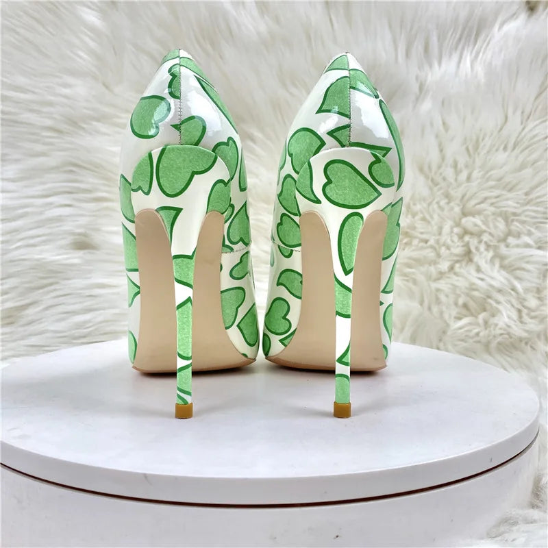 Green Patent Leather Pointed Toe High Heel Pumps for Women