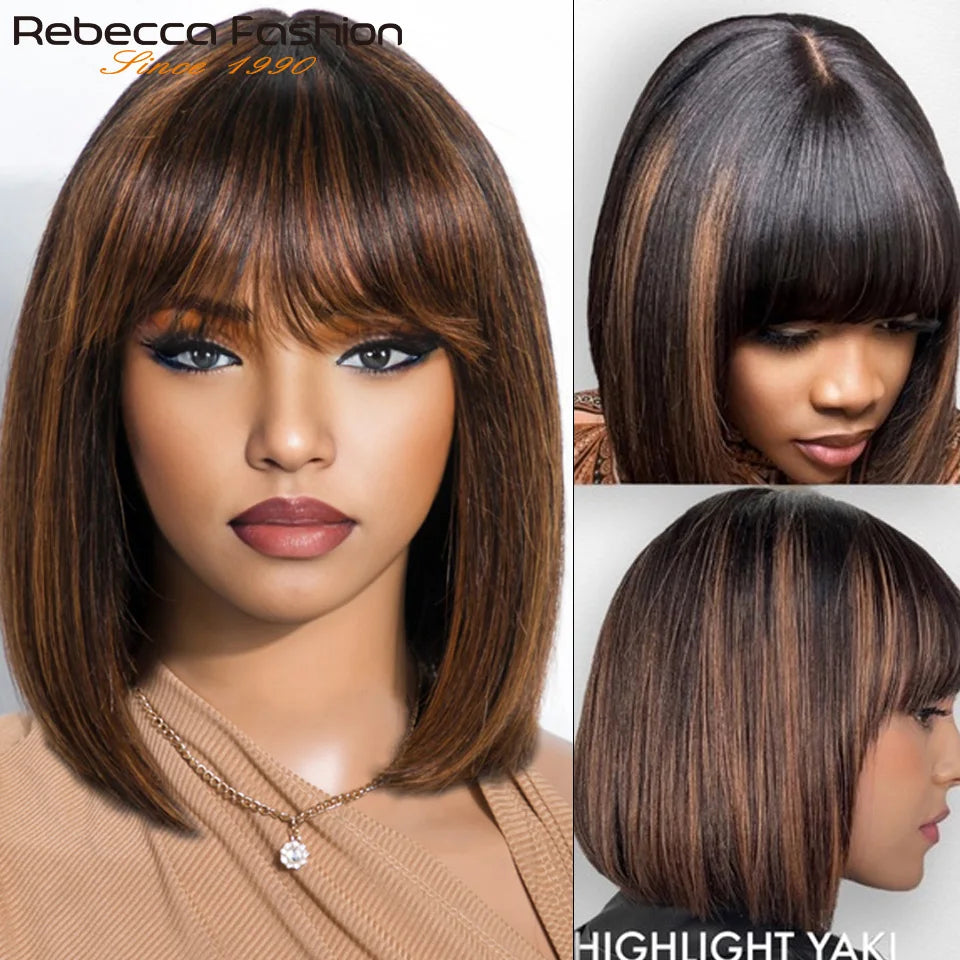 Highlight Blonde Glueless Lace Front Bob Wig for Women