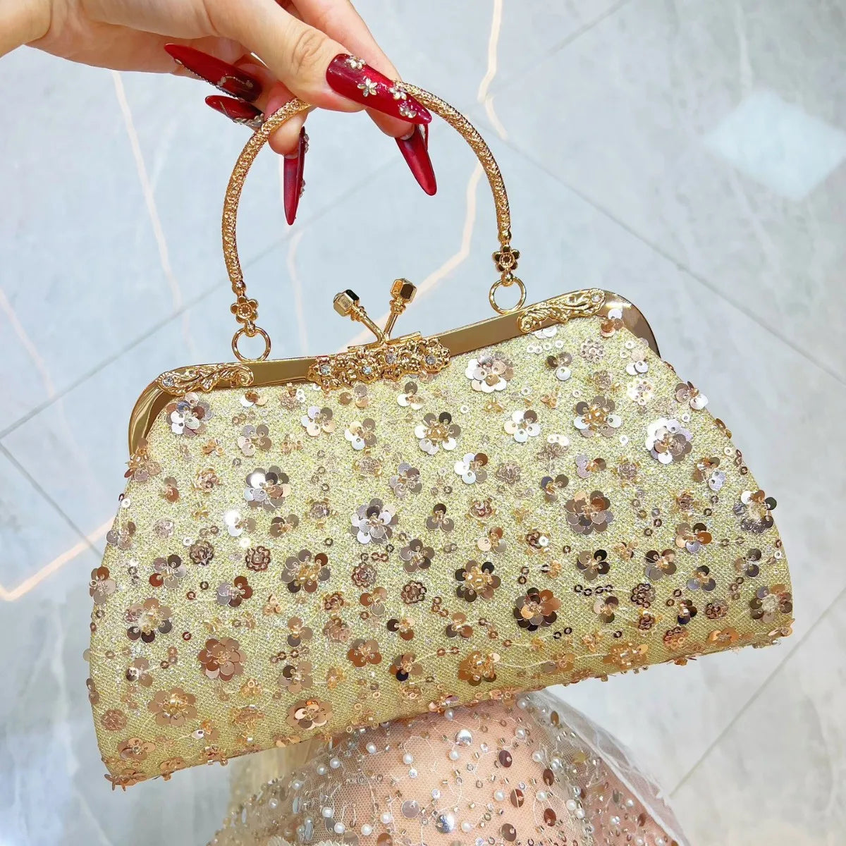 New Dinner Handbag Sequined Diamond Dinner Party Women's Handbag Luxury Brand Fashion Trend Women's Shoulder Crossbody Bag