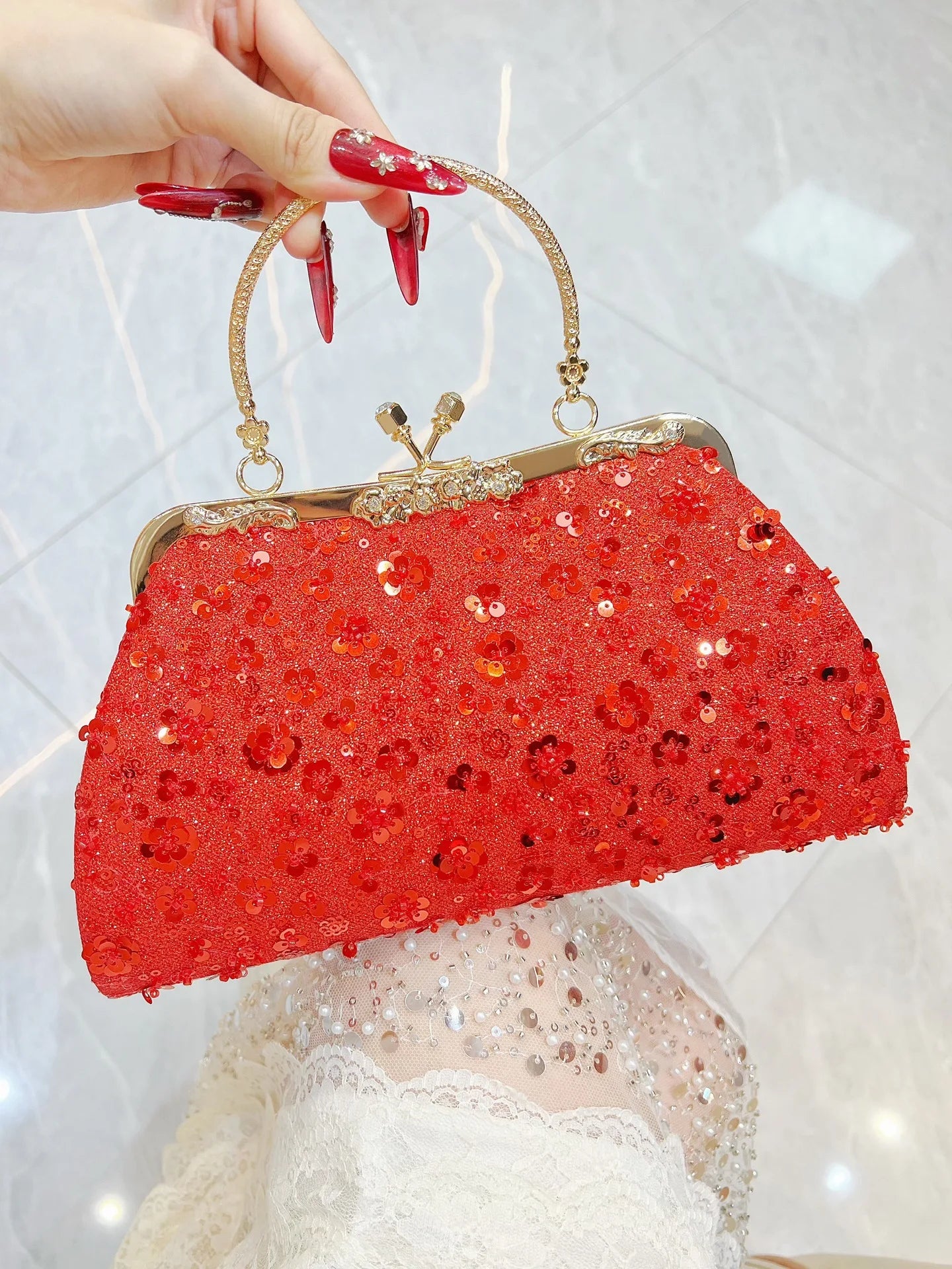 New Dinner Handbag Sequined Diamond Dinner Party Women's Handbag Luxury Brand Fashion Trend Women's Shoulder Crossbody Bag