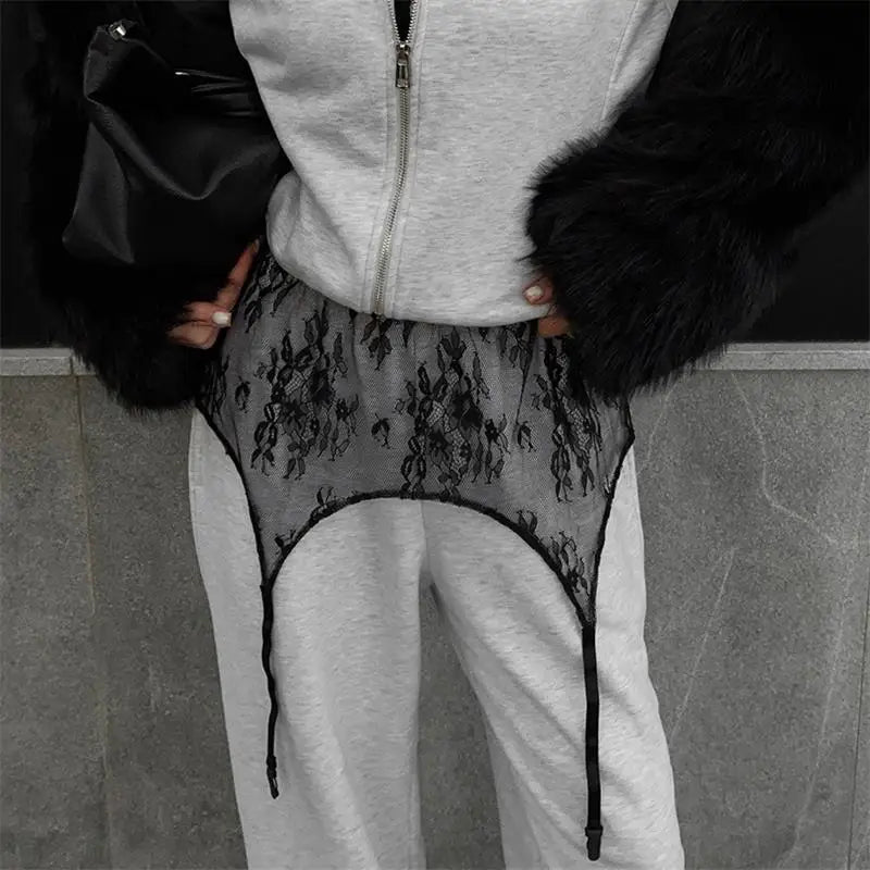Bohemian Lace Trim Elastic Waist Lounge Pants for Women