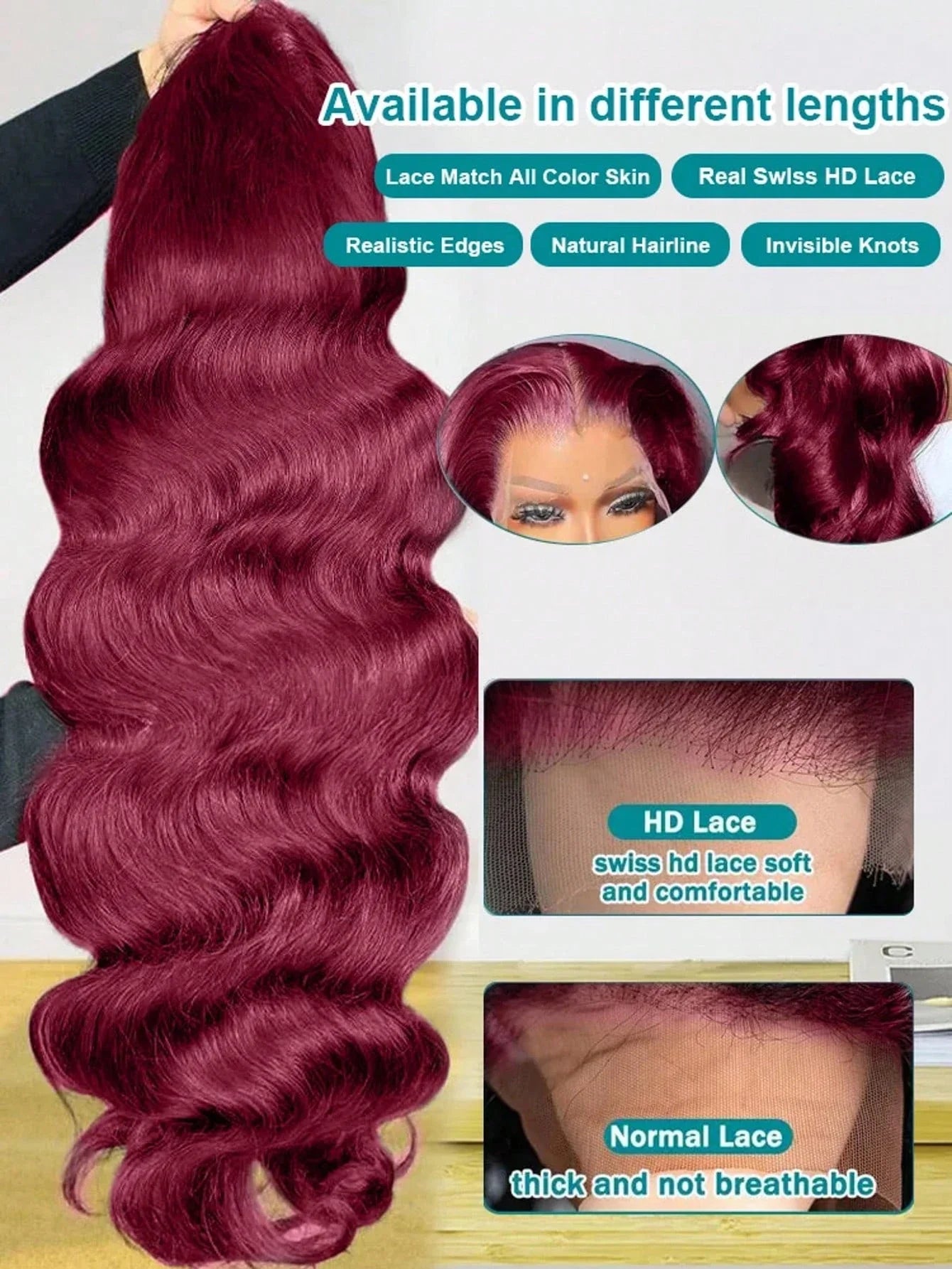 HD Transparent Remy Hair Body Wave Lace Front Wig for Women