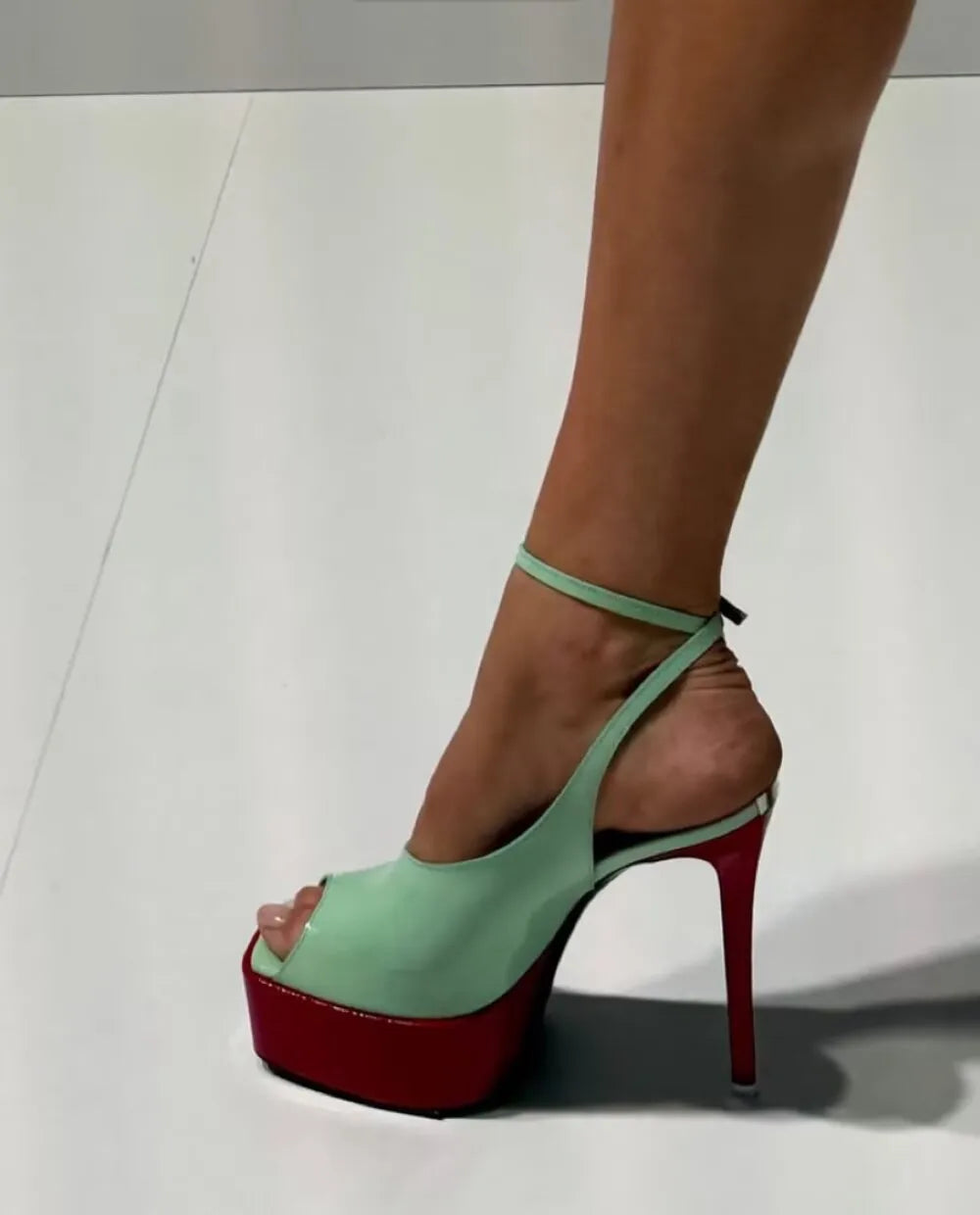 Leather Square Toe Platform Sandals