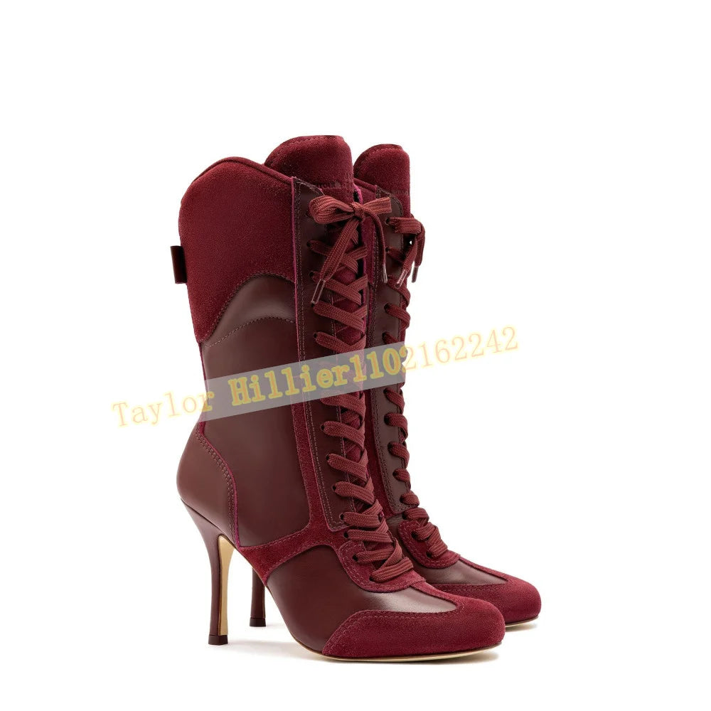 White Lace Up Pointed Toe Stiletto Ankle Boots for Women