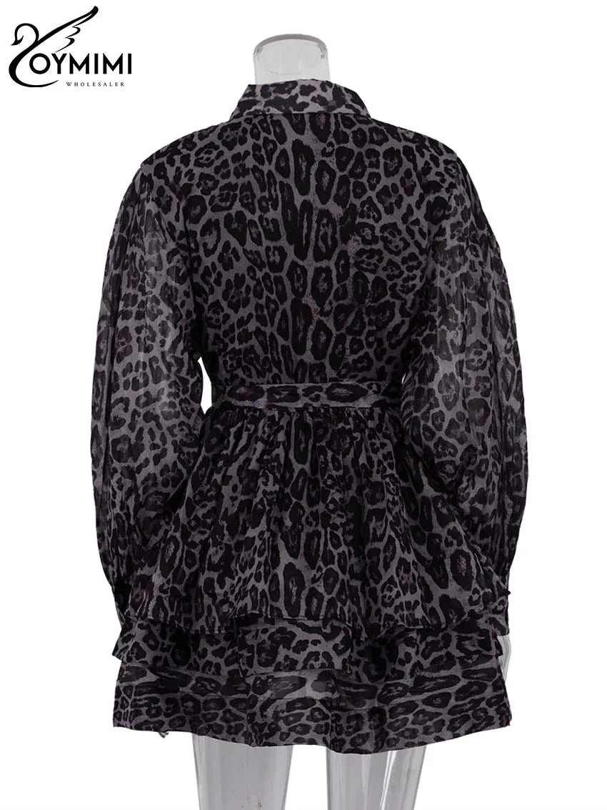 Leopard Print Lace-Up Mini Dress