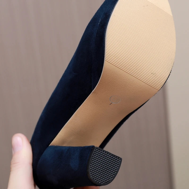 Square Toe Ankle Strap Heel Pumps