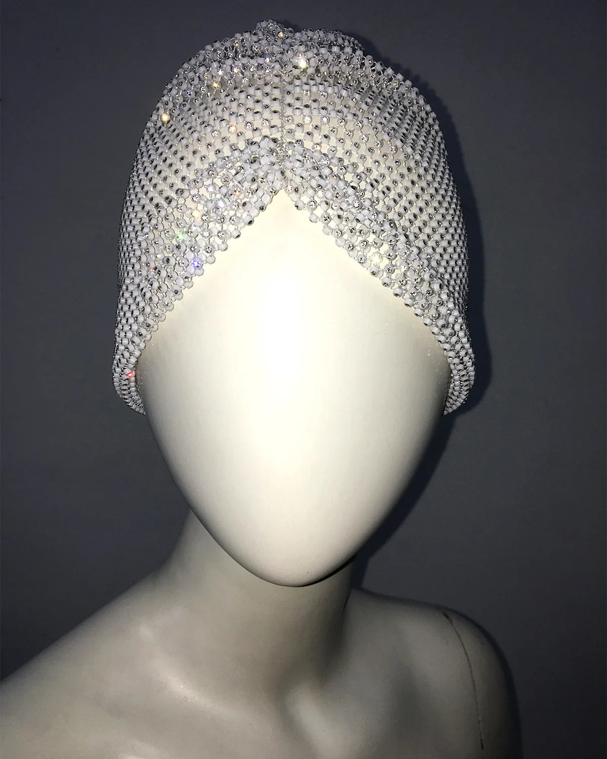 Sparkly Rhinestone Fishnet Turban Head Wrap for Women