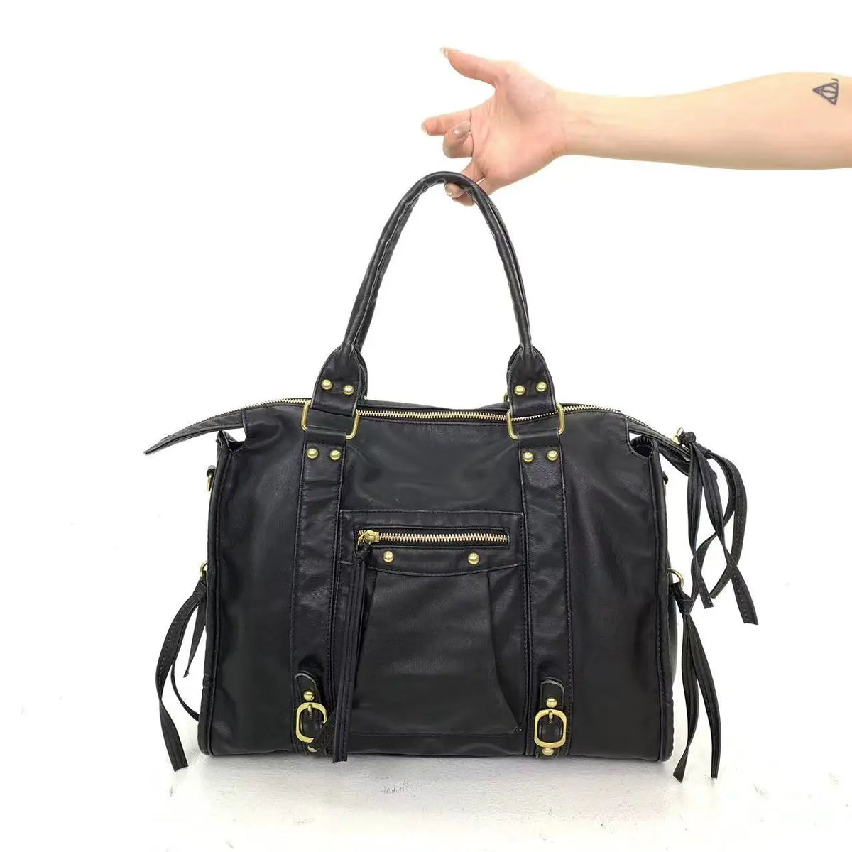 Retro Multi-Pocket Motorcycle Shoulder Bag for Women