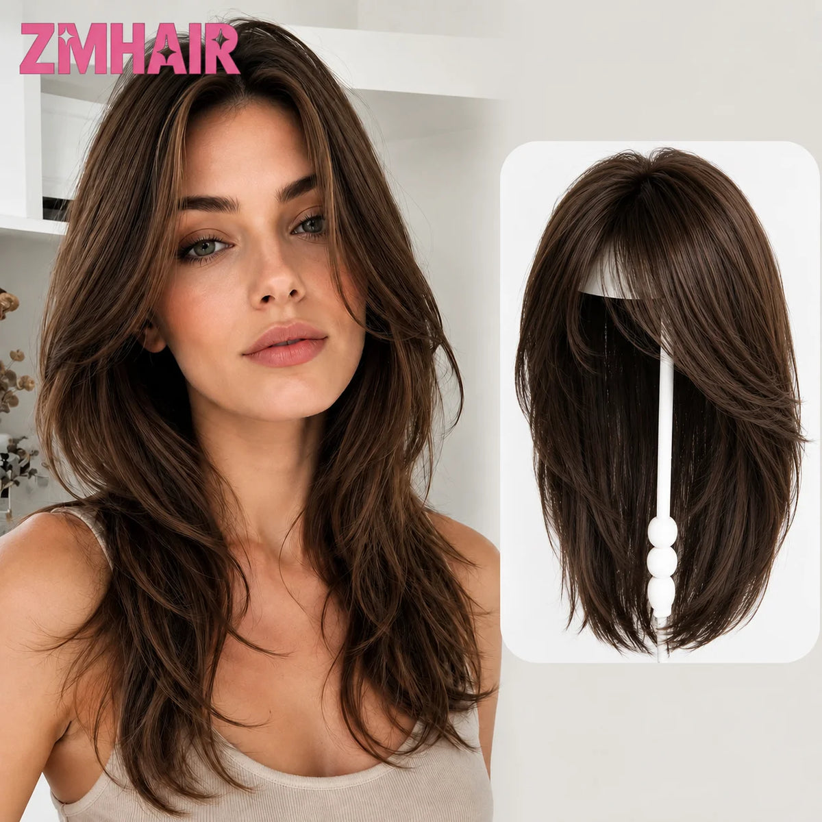 Natural Breathable Silk Base Wig With Air Bangs For Women