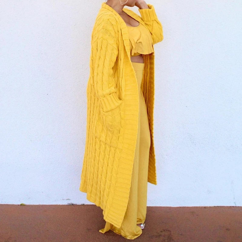 Long Sleeve Crochet Knit Cardigan Sweater for Women