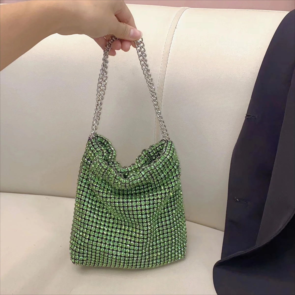 Diamond Encrusted Small Square Shoulder Bag for Women