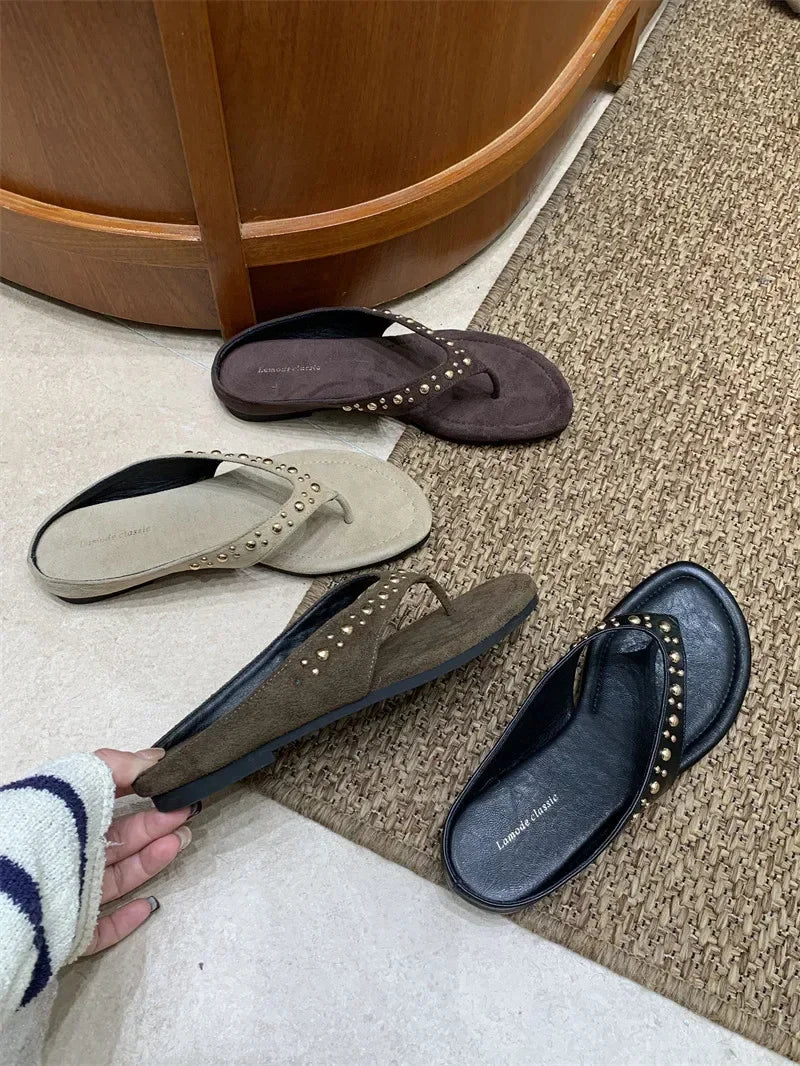 Vintage Rivet Toe Slip On Shoe