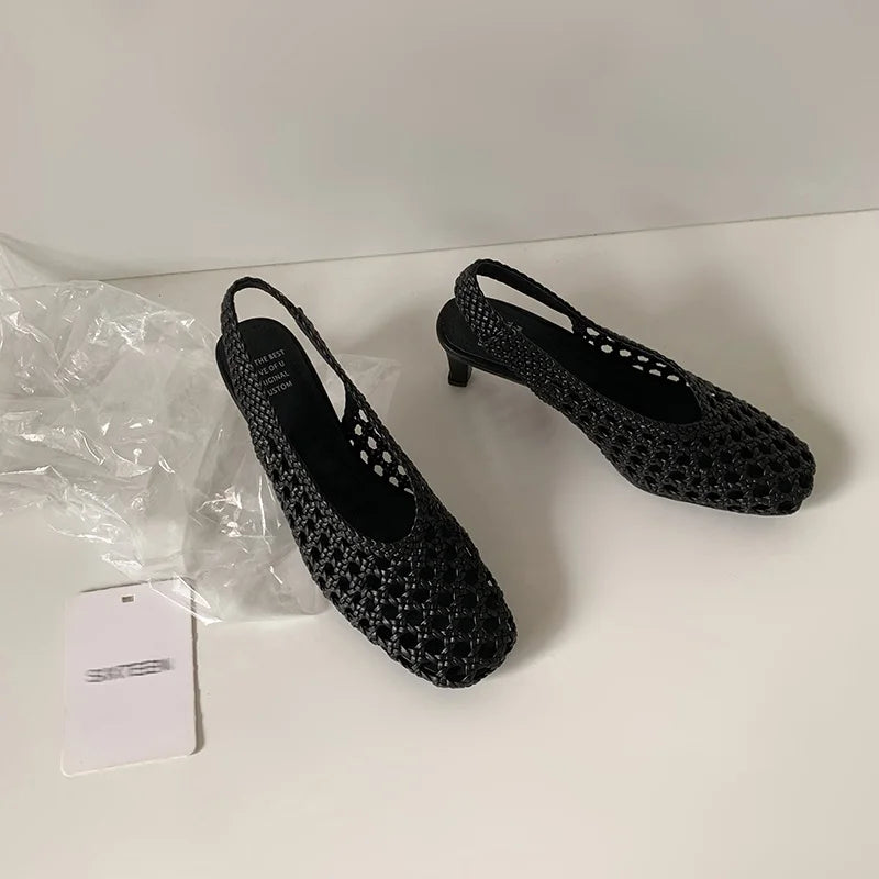 Handmade French Style Cut Out Weave Sandals for Women