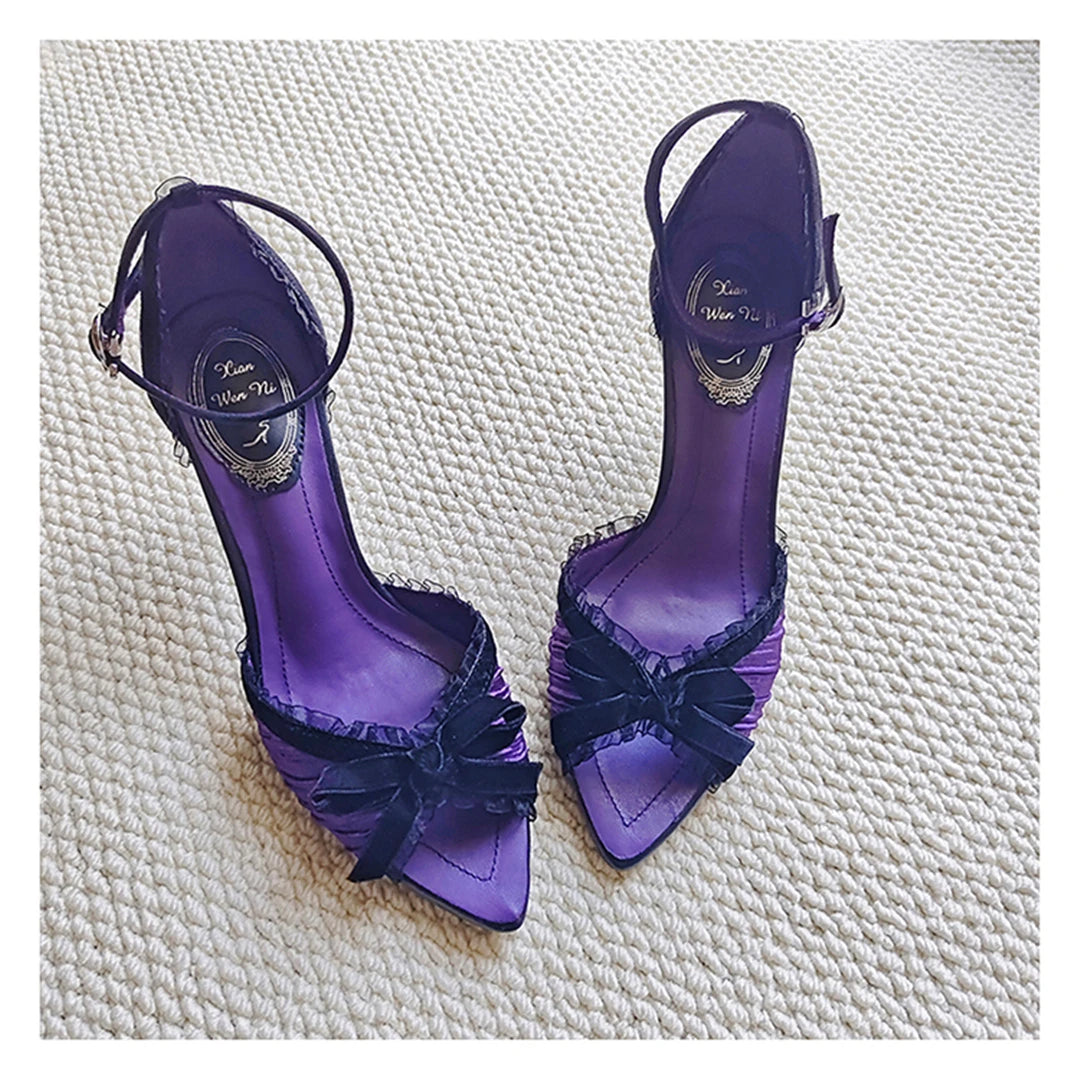 Pointed Open Toe Bow Detail High Heel Sandals for Women