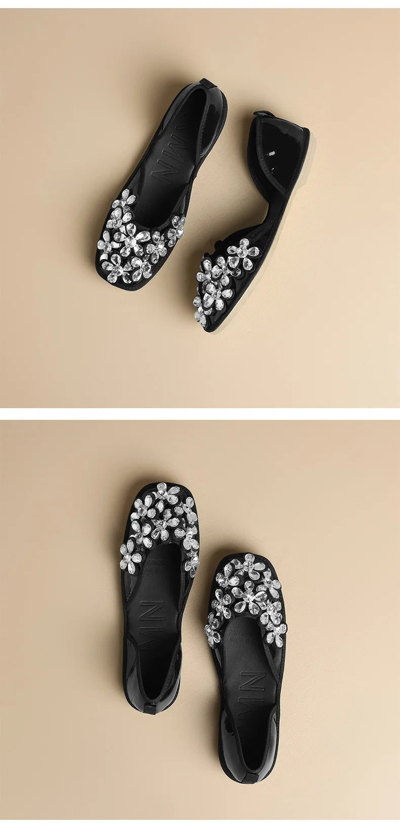 Luxurious Rhinestone Square Toe Slip On Mules for Women