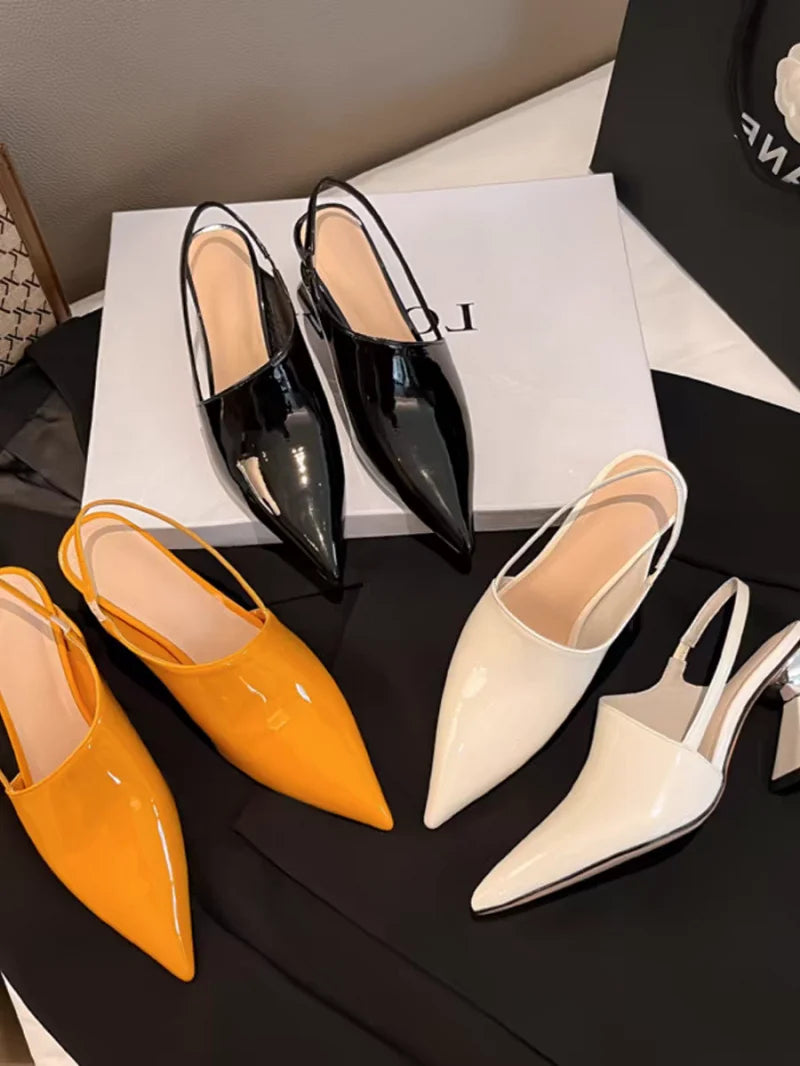 European Genuine Leather High Heel Sandals for Women