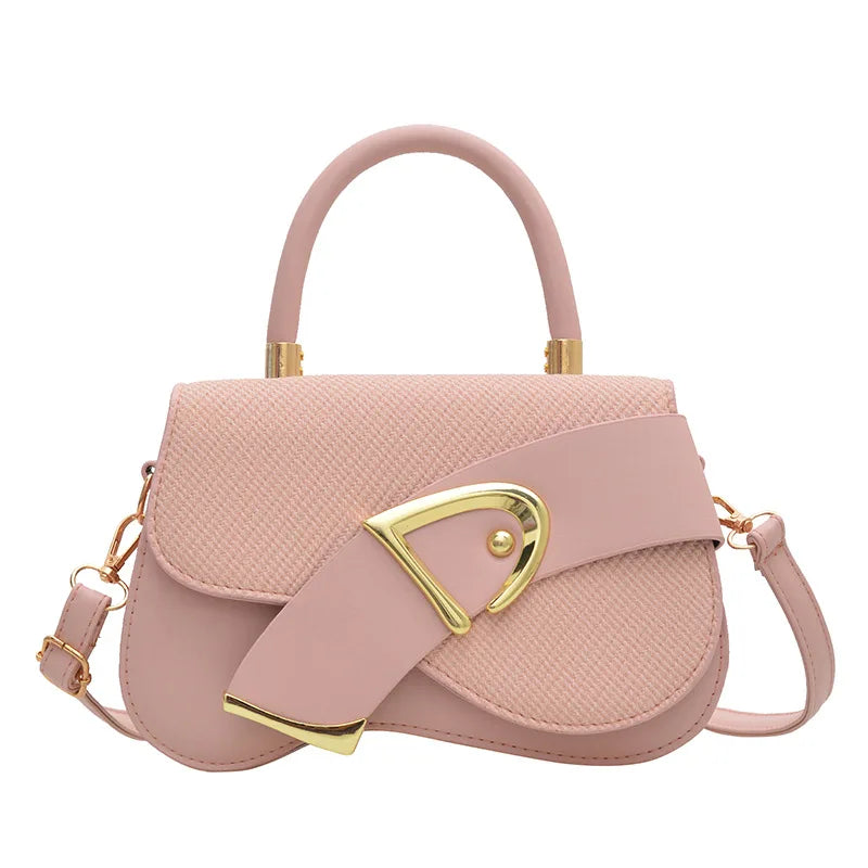 Women's Elegant Minimalist Shoulder Bag Golden-Tone Hardware Adjustable Strap Formal Purse Durable Handbag Fashionable Tote