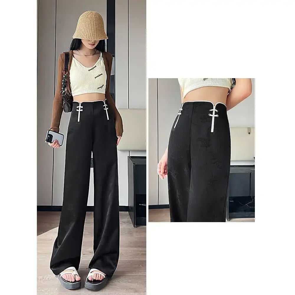 Jacquard High Waist Wide Leg Pants