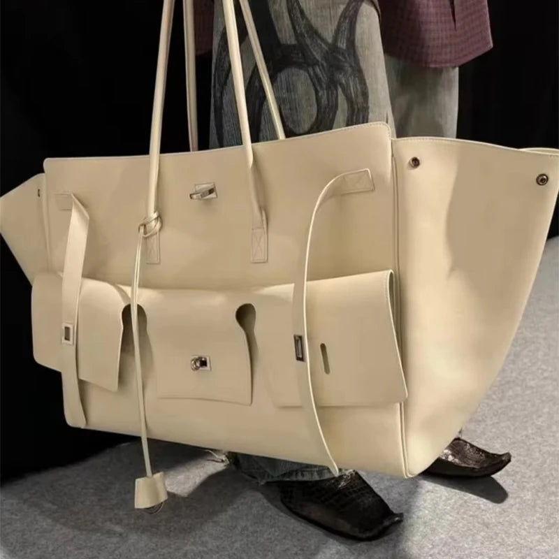 Luxury High Quality Tote Bag Brand Texture Lock Wing Bag Solid Color Simple New Horizontal Square Bag Women's Commuter Handbag