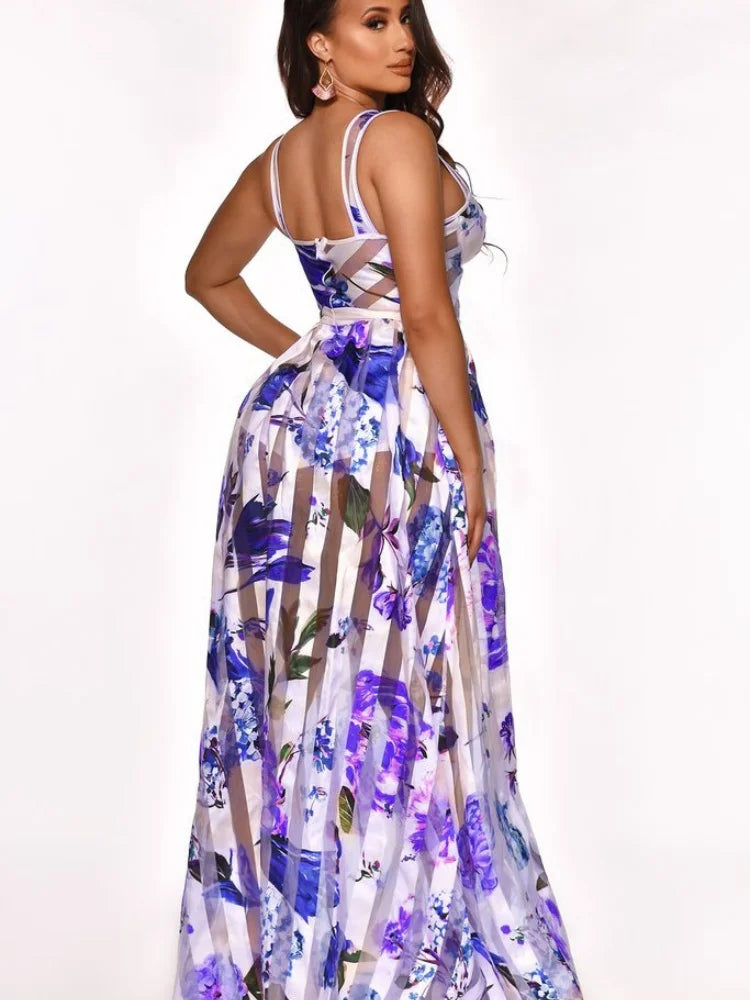 Floral Spaghetti Strap Pattern Maxi Dress for Women