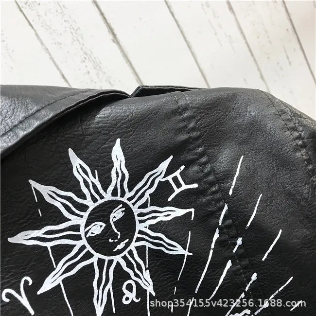 Rivet Zipper Faux Leather Motorcycle Jacket for Women