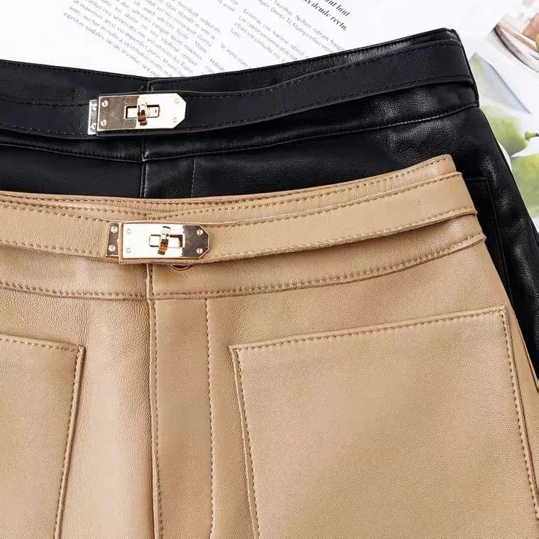 Women's Genuine Leather Shorts 2025 New Style Fashionable Ladies Short Pants