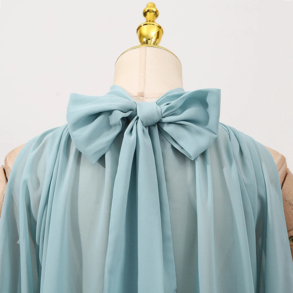 Loose Fit Asymmetrical Hem Chiffon Blouse for Women