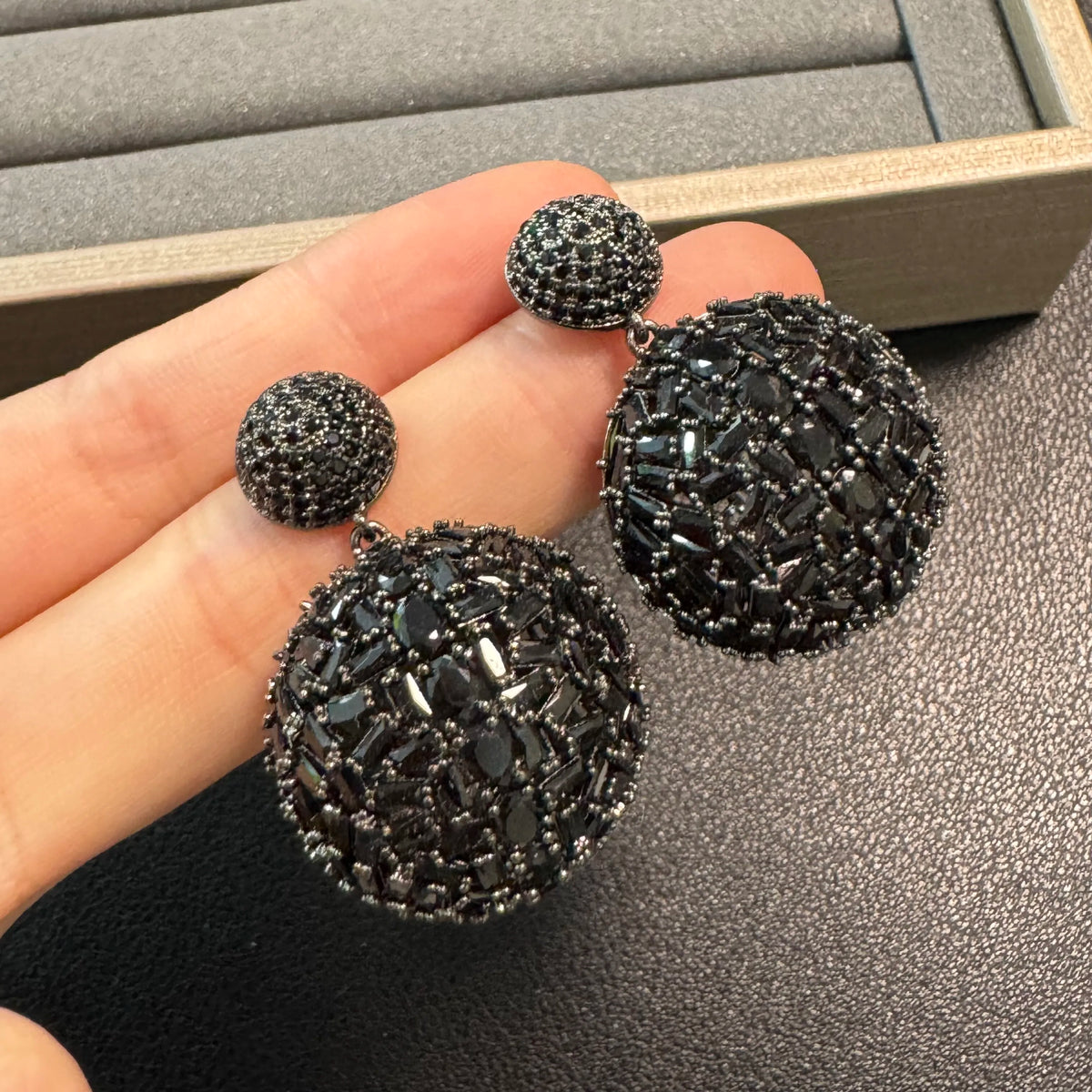 Black Zircon Vintage Jewelry Set With Earrings Rings And Bracelets for Women