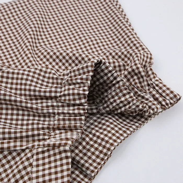 Wide Leg Pants Two Piece Set Woman Plaid Long Sleeved Shirt and High Waist 2025 Summer Fashion Casual Suit Spring and Summer New
