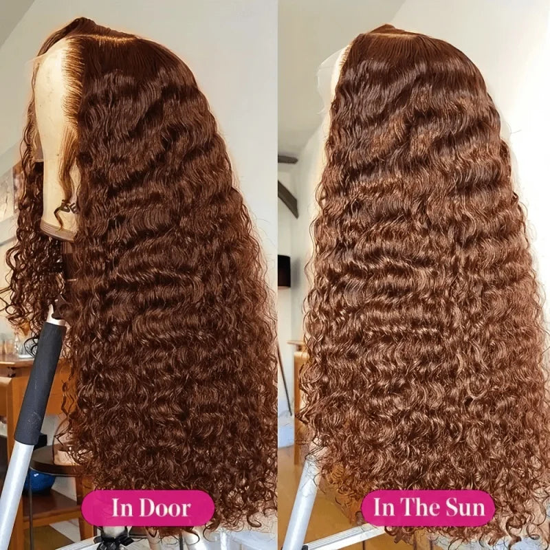 Curly Chocolate Brown Lace Front Human Hair Wig for Women