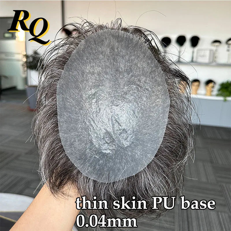 Pre Styled Thin Skin Human Hair Replacement System For Men