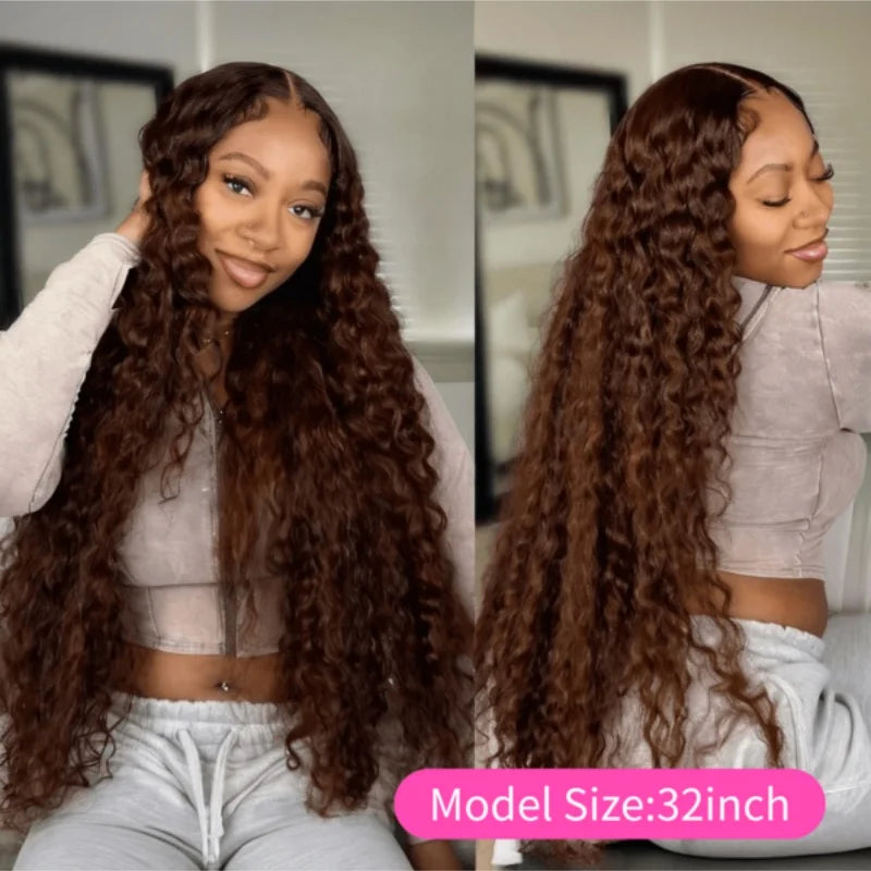 Chocolate Brown Deep Wave Human Hair Wig for Women