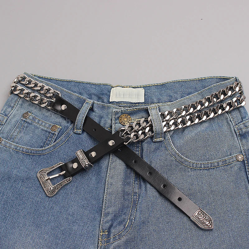 Trendy Gold Metal Decorative Waist Chain Belt for Women