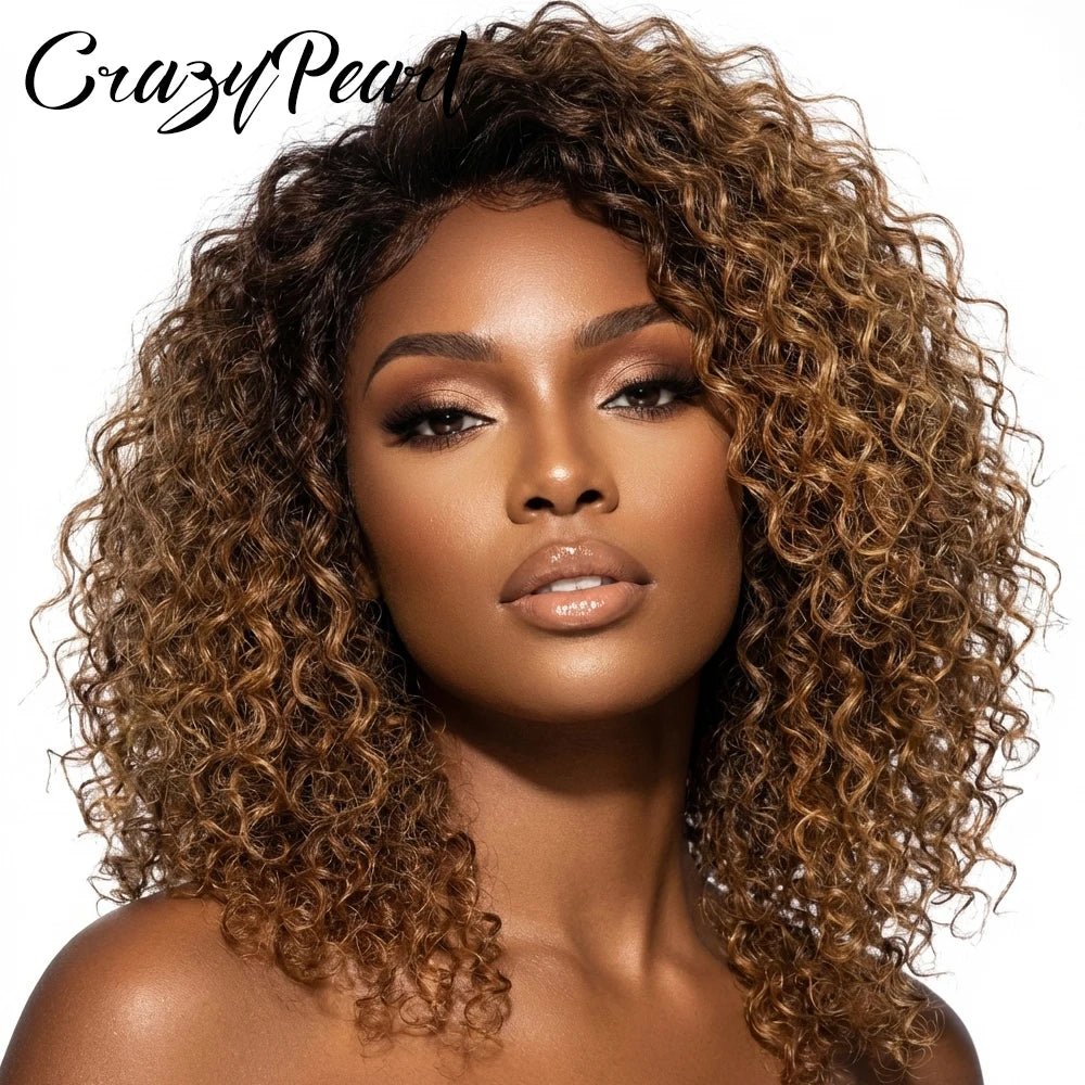 Water Wave Highlight Human Hair Closure Wig for Women
