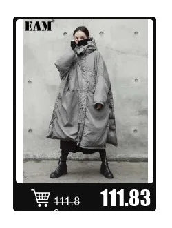 [EAM] Women Gray Thin Perspective Slim Irregular T-shirt New Round Neck Long Sleeve Fashion Tide Spring Autumn 2025 1DH9981