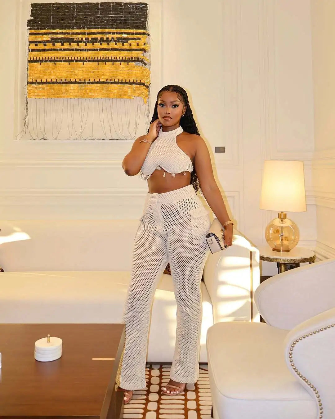 Sleeveless Two Piece Summer Top and Pants Set for Women