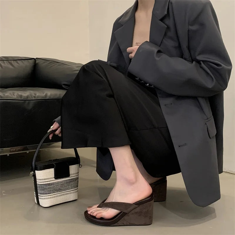 All Day Comfort Summer Beach Clip Toe Platform Wedges for Women