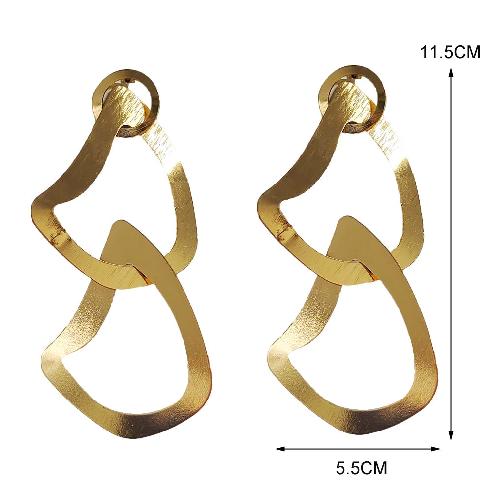 Fashion Jewelry Big Gold Color Round Geometric Earrings Dangle Drop Earrings For Women African Wedding Party Gifts